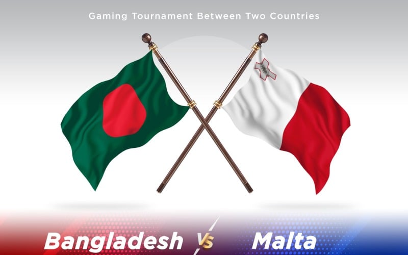 Bangladesh versus Malta Two Flags Illustration