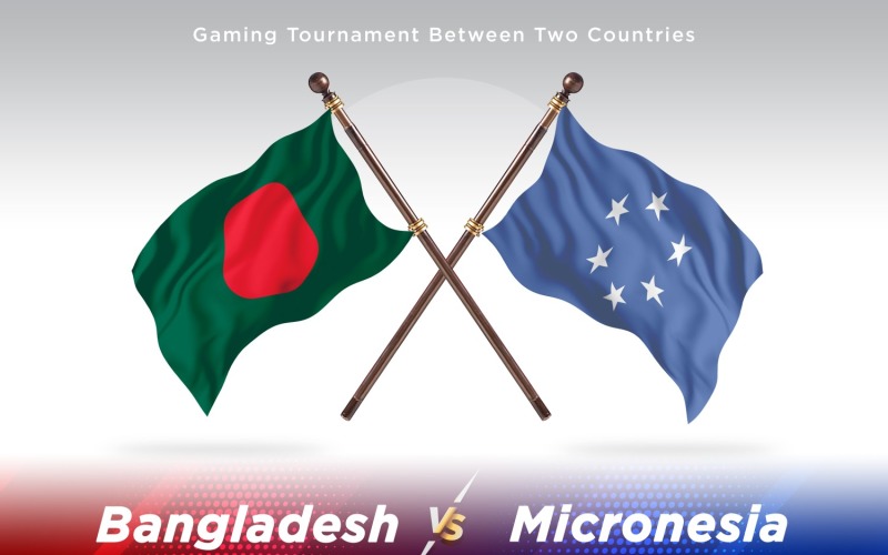 Bangladesh versus Micronesia Two Flags Illustration