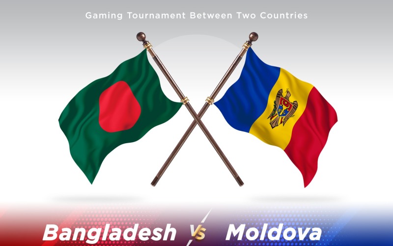 Bangladesh versus Moldova Two Flags Illustration