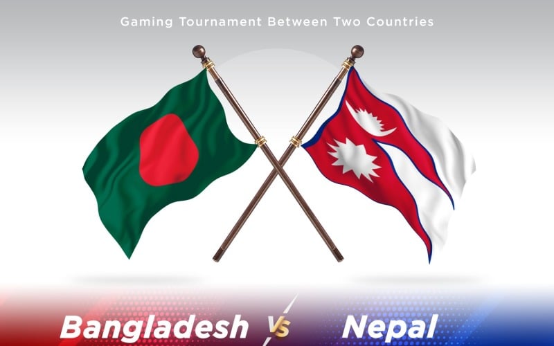 Bangladesh versus Nepal Two Flags Illustration