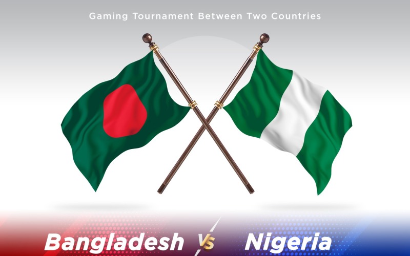 Bangladesh versus Nigeria Two Flags Illustration