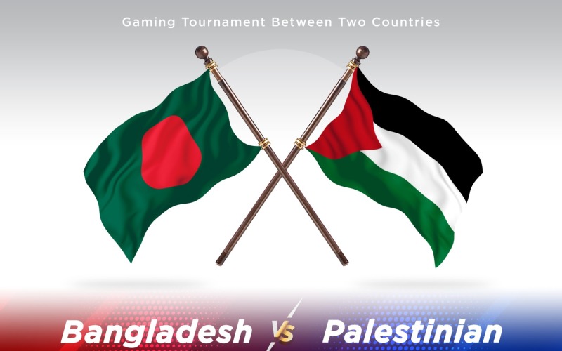 Bangladesh versus Palestinian Two Flags Illustration