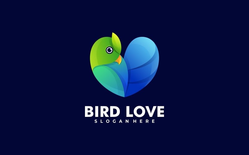 Bird Love Gradient Logo Style Logo Template
