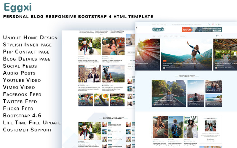 Eggxi Personal Blog HTML5 Template Website Template