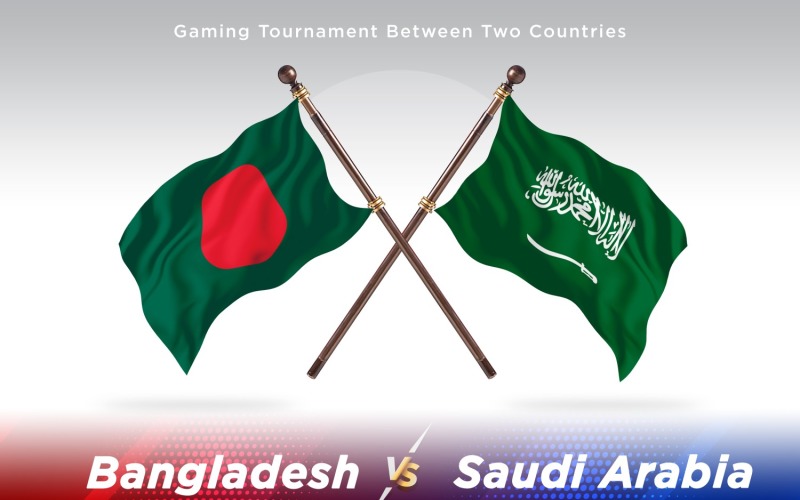 Bangladesh versus Saudi Arabia Two Flags Illustration