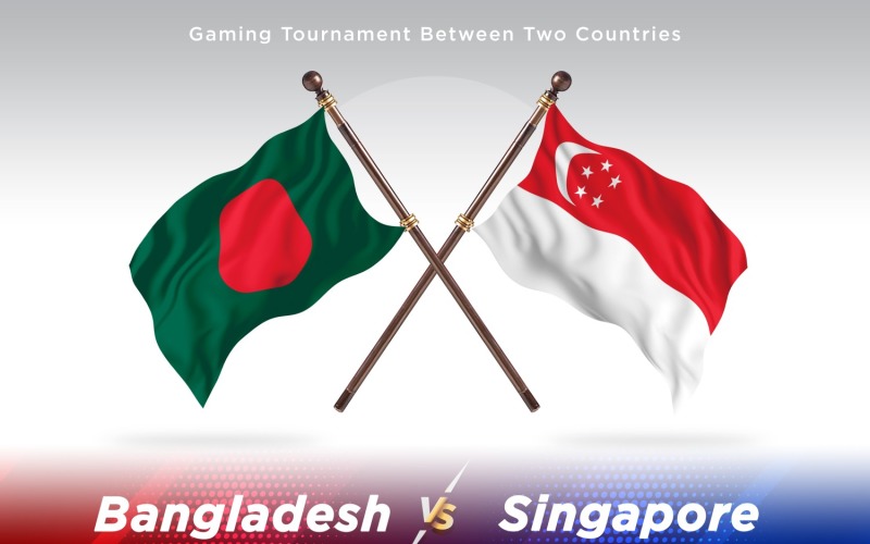 Bangladesh versus singapore Two Flags Illustration