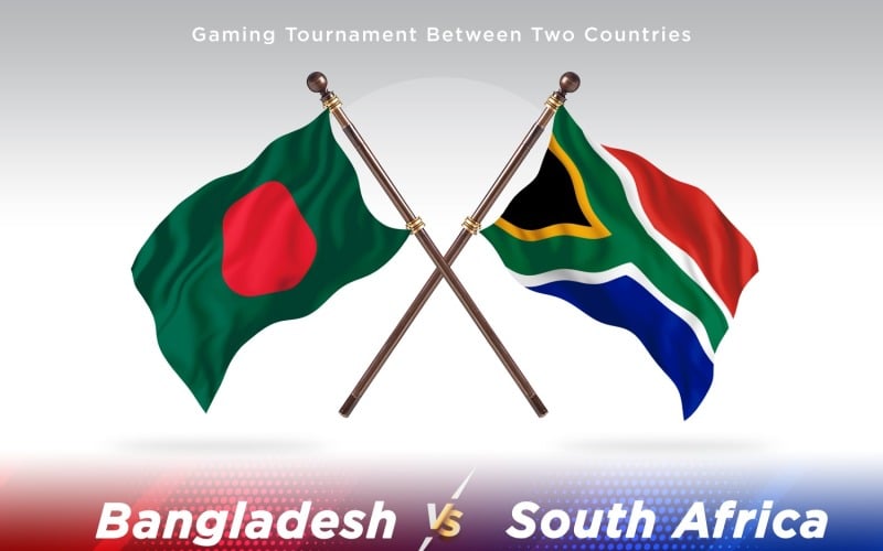 Bangladesh versus south Africa Two Flags Illustration