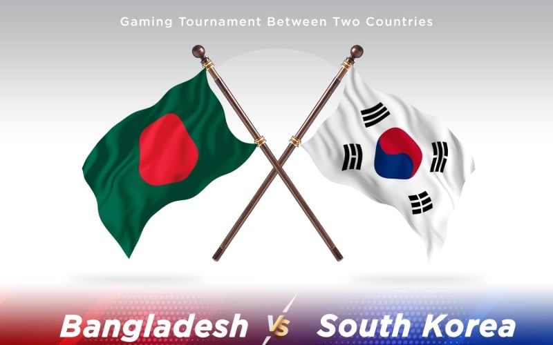 Bangladesh versus south Korea Two Flags Illustration