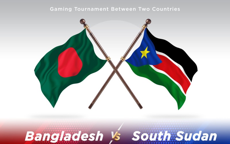 Bangladesh versus south Sudan Two Flags Illustration