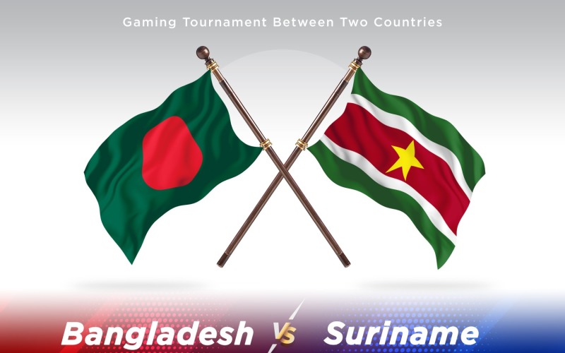Bangladesh versus Suriname Two Flags Illustration