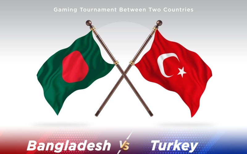 Bangladesh versus Turkey Two Flags Illustration