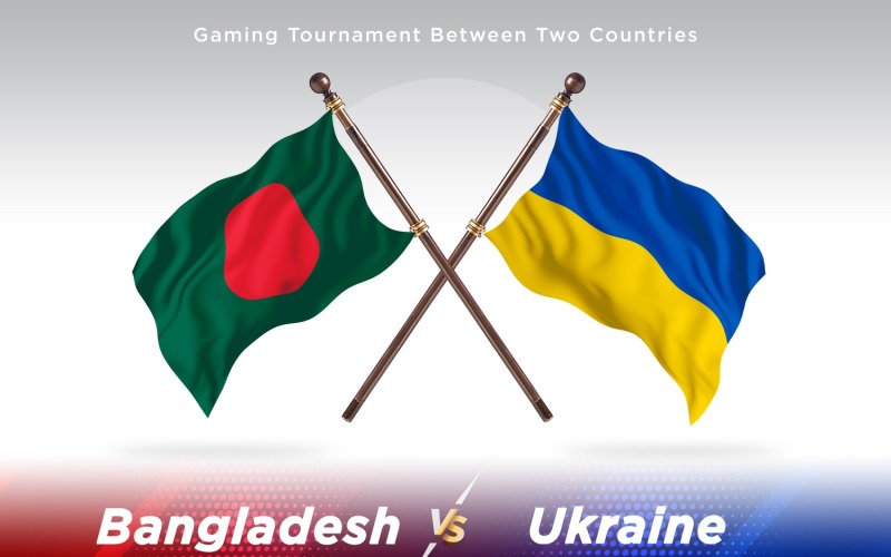 Bangladesh versus Ukraine Two Flags Illustration