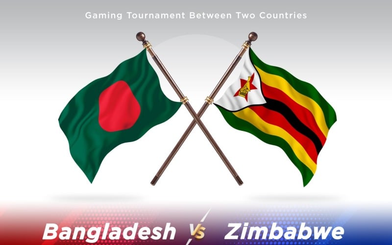 Bangladesh versus Zimbabwe Two Flags Illustration