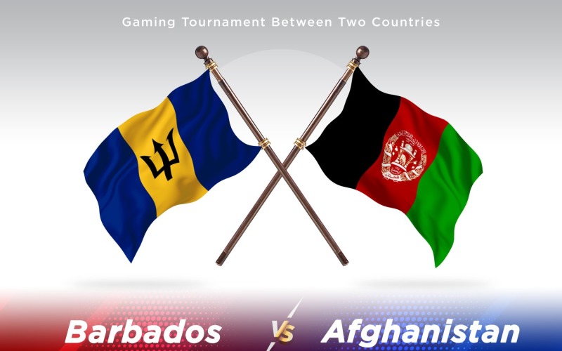 Barbados versus Afghanistan Two Flags Illustration