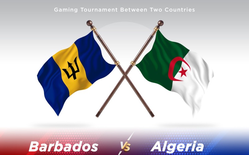 Barbados versus Algeria Two Flags Illustration