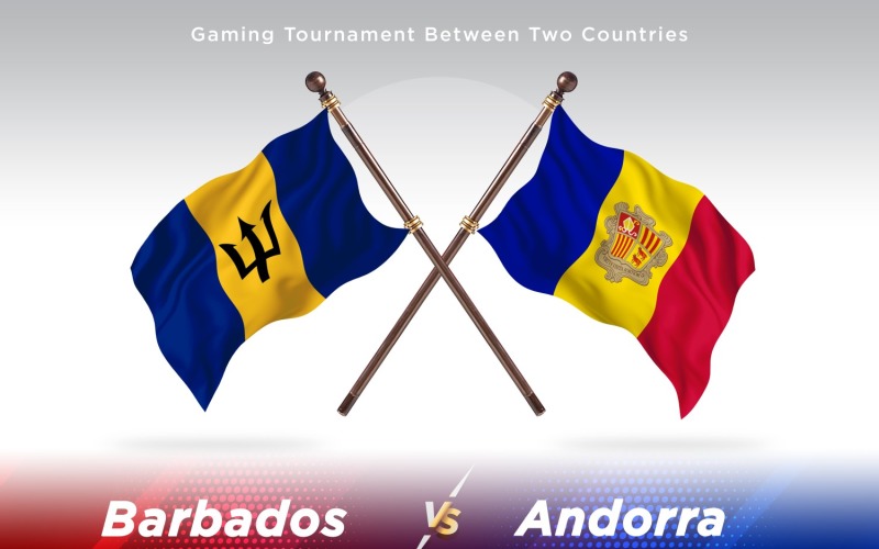 Barbados versus Andorra Two Flags Illustration