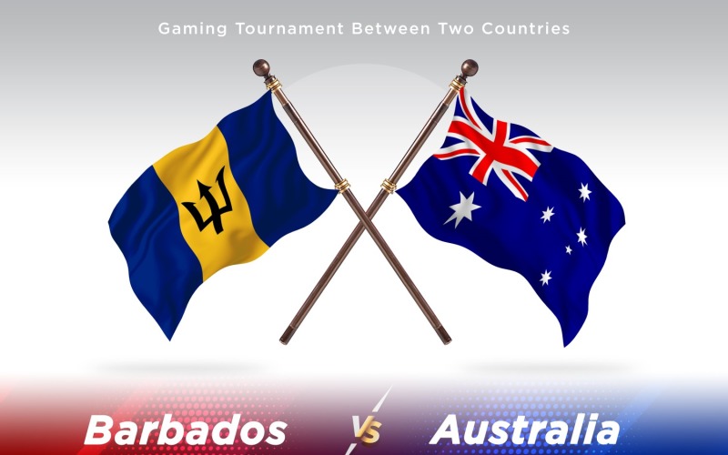 Barbados versus Australia Two Flags Illustration