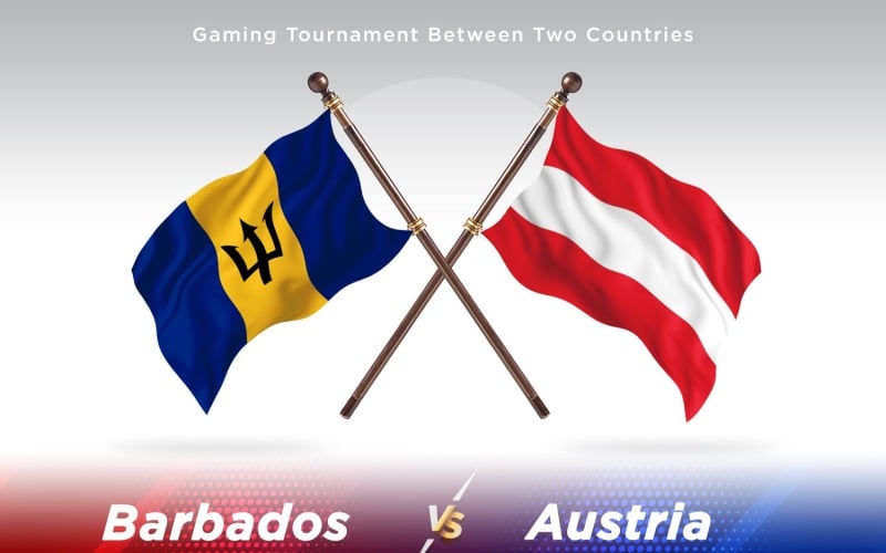 Barbados versus Austria Two Flags Illustration