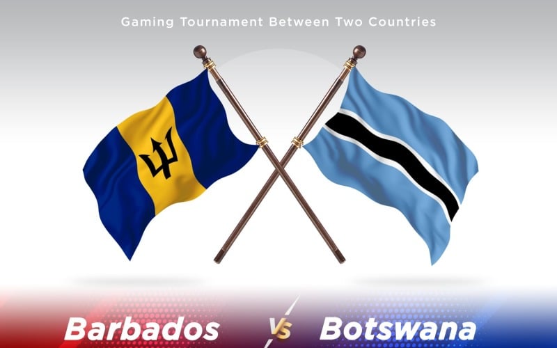 Barbados versus Botswana Two Flags Illustration