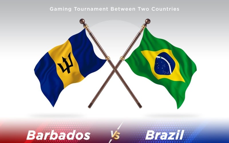 Barbados versus brazil Two Flags Illustration
