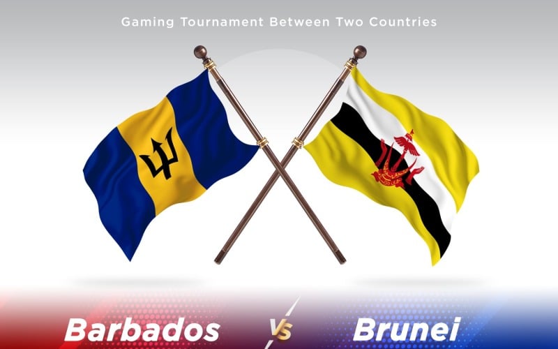 Barbados versus Brunei Two Flags Illustration