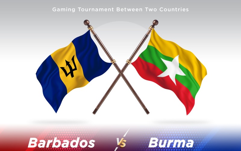 Barbados versus Burma Two Flags Illustration