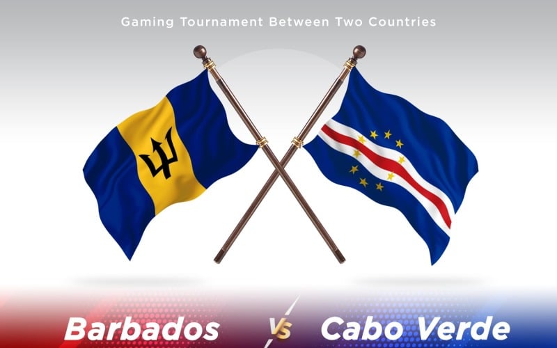 Barbados versus Cabo Verde Two Flags Illustration