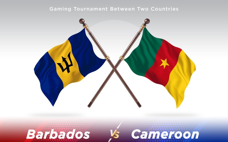 Barbados versus Cameroon Two Flags Illustration