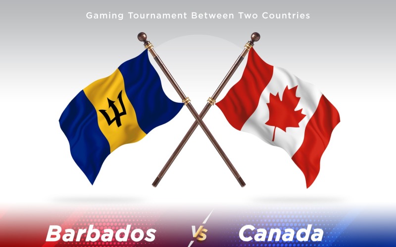 Barbados versus Canada Two Flags Illustration