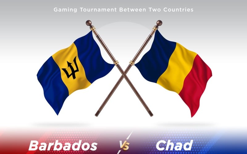 Barbados versus chad Two Flags Illustration