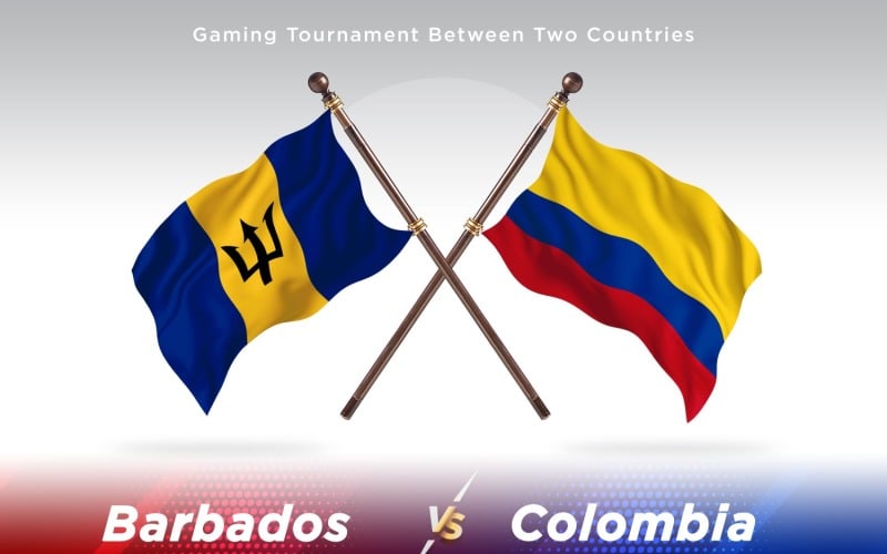 Barbados versus Colombia Two Flags Illustration