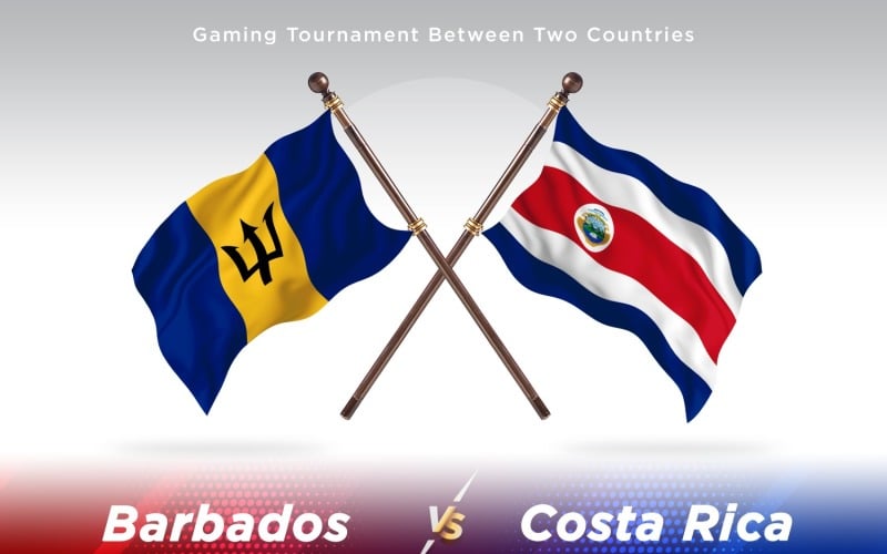 Barbados versus costa Rica Two Flags Illustration