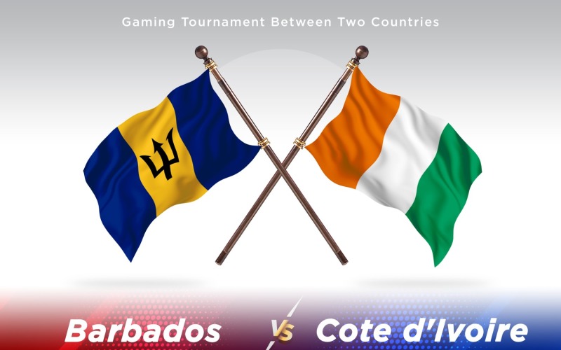 Barbados versus cote d'ivoire Two Flags Illustration