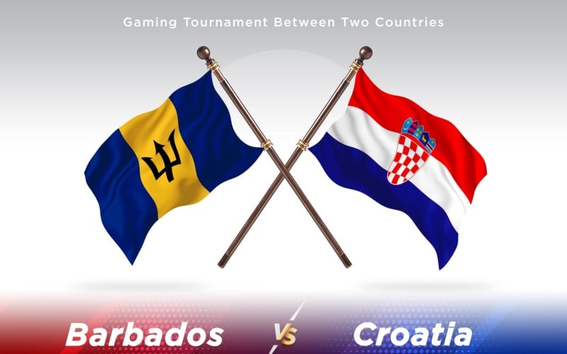 Barbados versus Croatia Two Flags Illustration