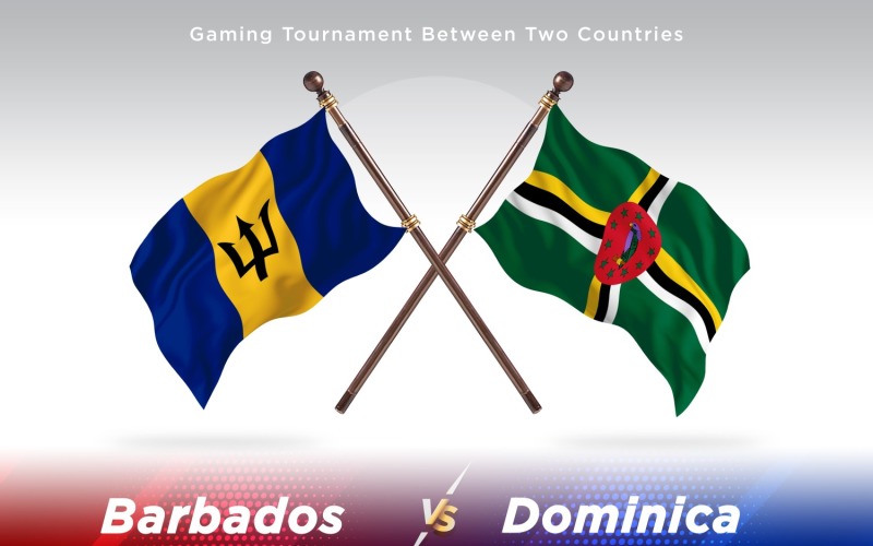 Barbados versus Dominica Two Flags Illustration