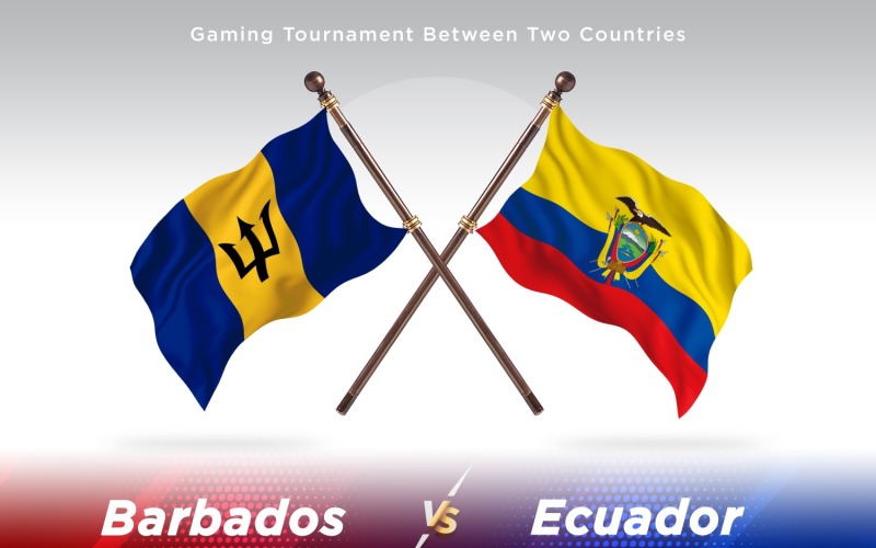 Barbados versus Ecuador Two Flags Illustration