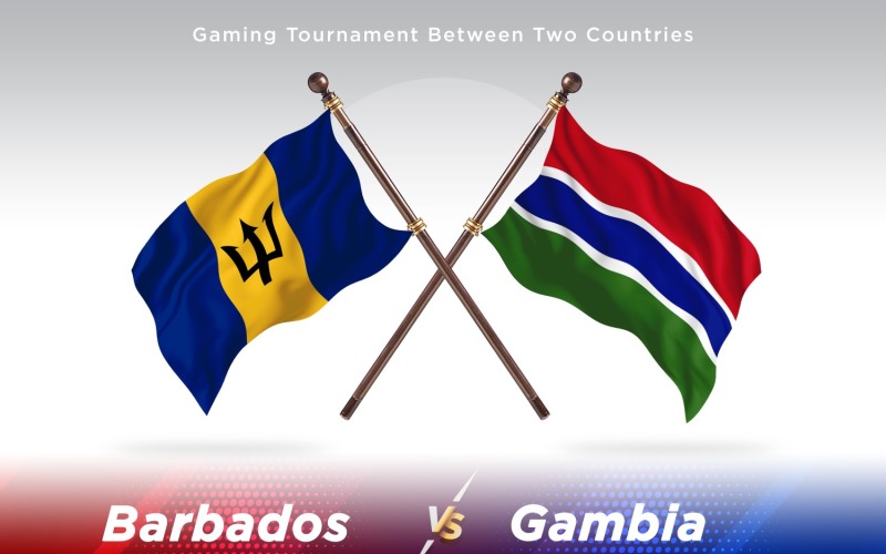 Barbados versus Gambia Two Flags Illustration