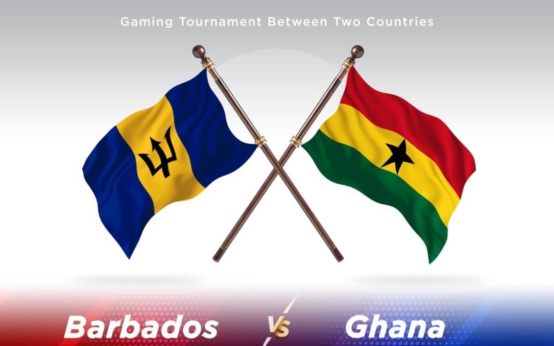 Barbados versus Ghana Two Flags Illustration