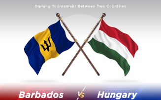 Barbados versus Hungary Two Flags