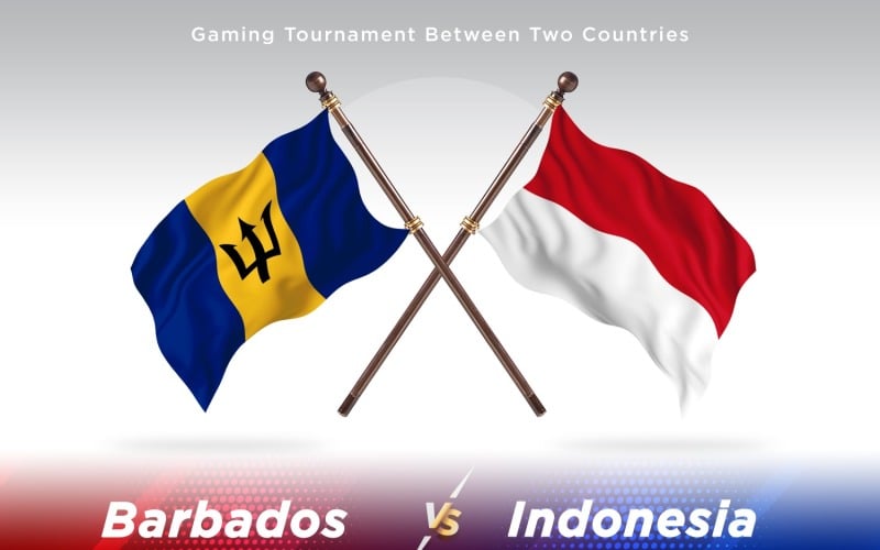 Barbados versus Indonesia Two Flags Illustration
