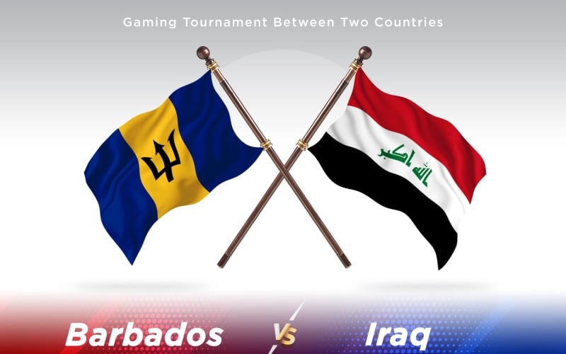 Barbados versus Iraq Two Flags Illustration