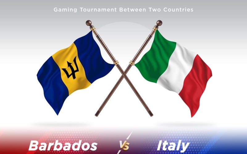 Barbados versus Italy Two Flags Illustration