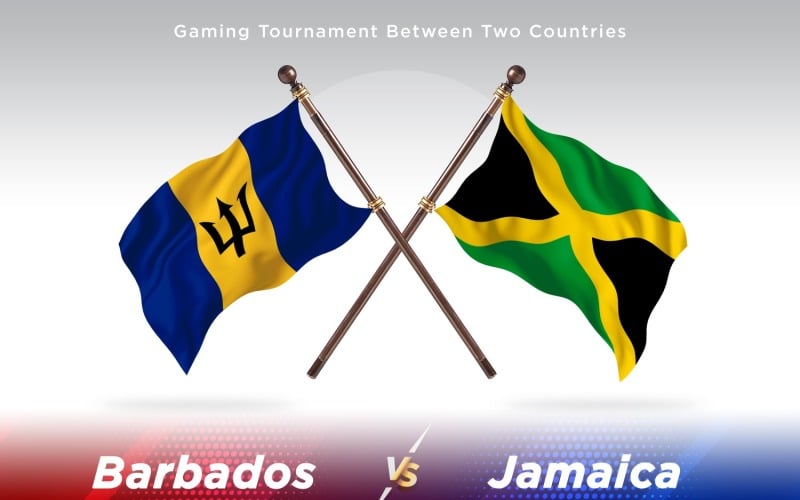 Barbados versus Jamaica Two Flags Illustration
