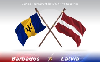 Barbados versus Latvia Two Flags
