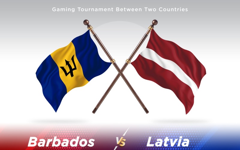 Barbados versus Latvia Two Flags Illustration