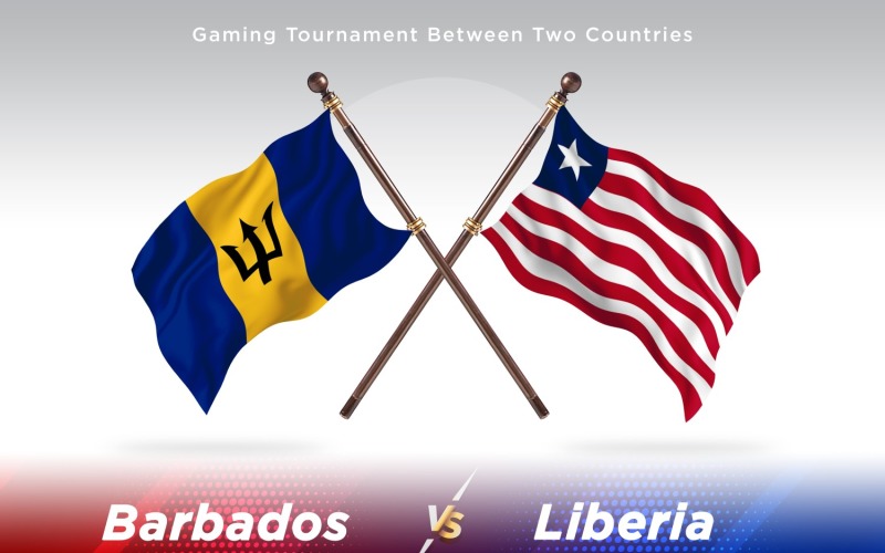 Barbados versus Liberia Two Flags Illustration