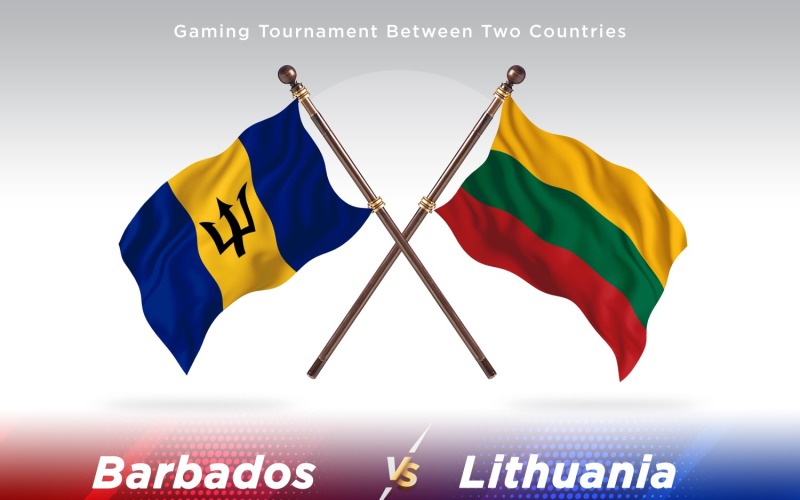 Barbados versus Lithuania Two Flags Illustration