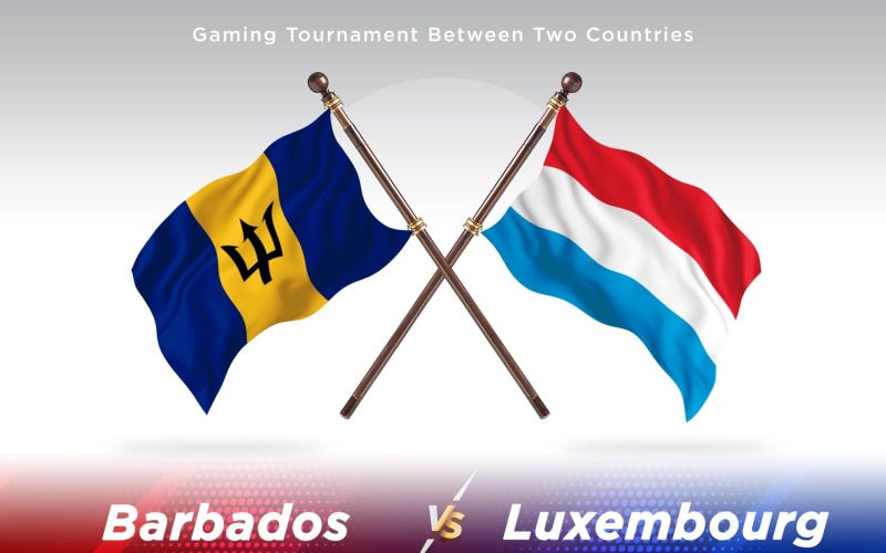 Barbados versus Luxembourg Two Flags Illustration