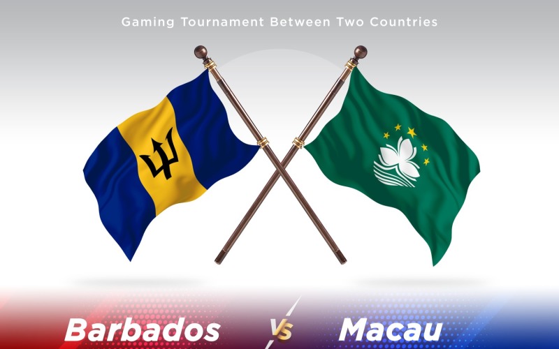 Barbados versus Macau Two Flags Illustration