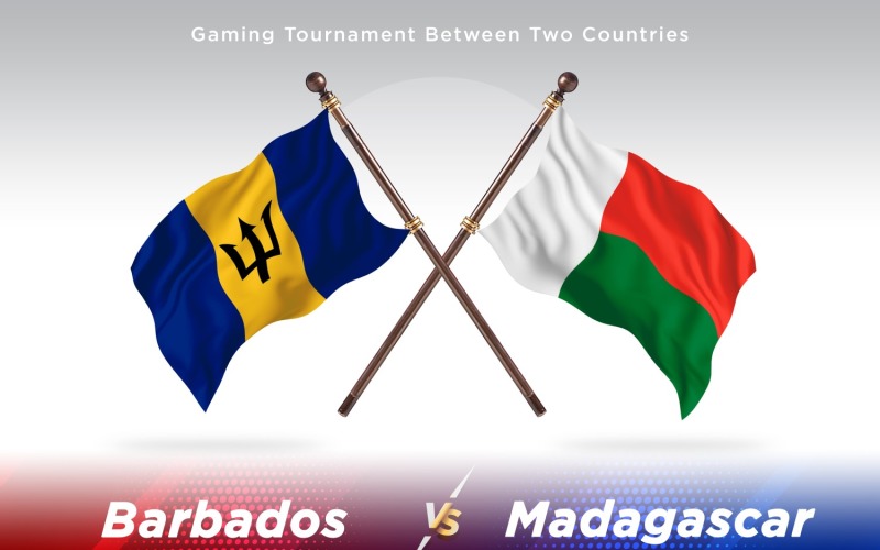 Barbados versus Madagascar Two Flags Illustration